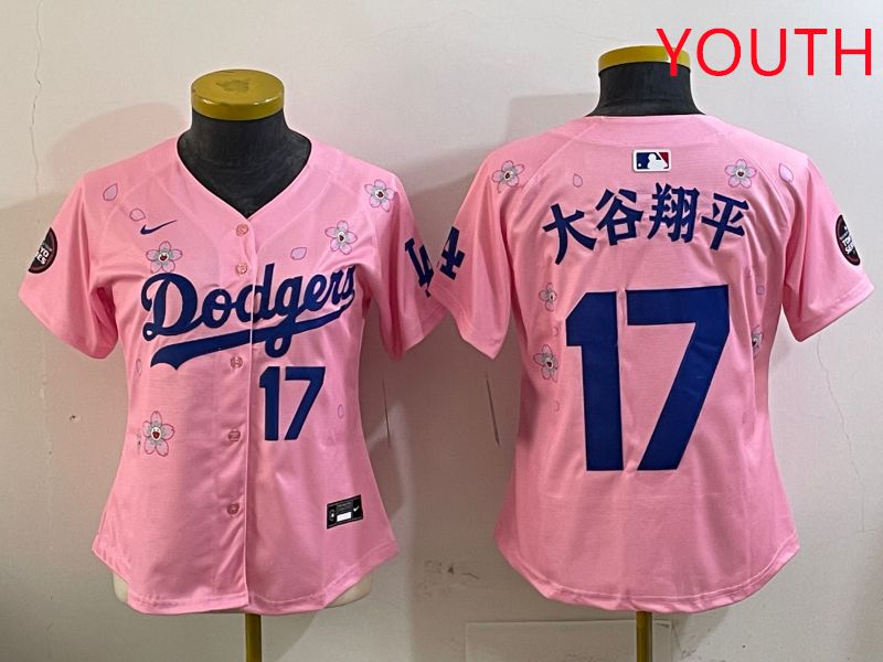 Youth Los Angeles Dodgers #17 Ohtani Pink Sakura Edition 2025 Nike MLB Jersey style 9->youth mlb jersey->Youth Jersey
